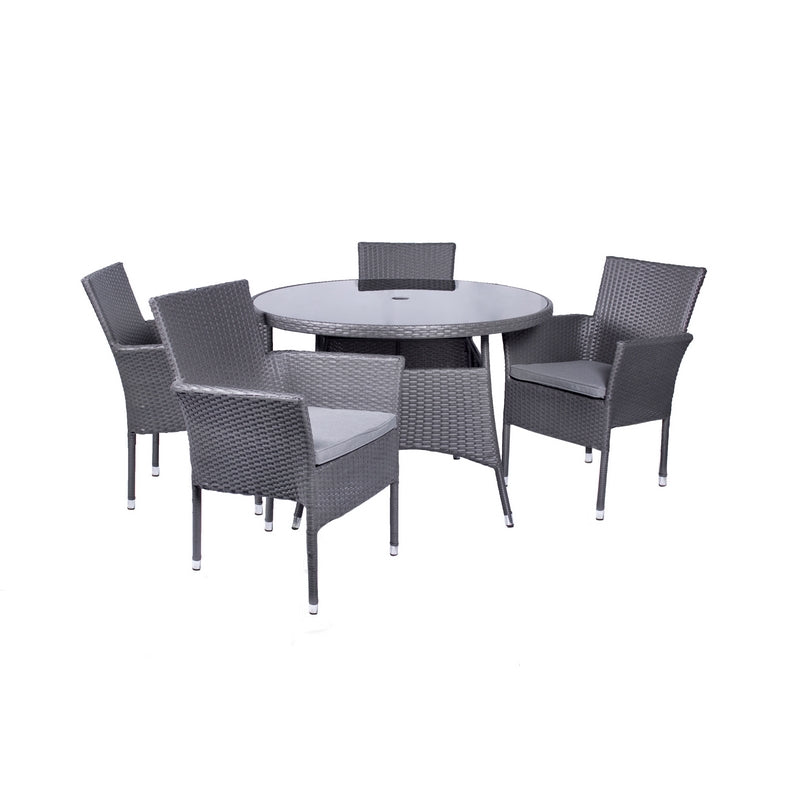 Essentials Malaga Rattan Garden Patio Dining Set by Royalcraft - 4 Seats Grey Cushions