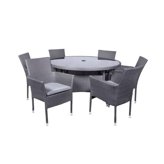 Royalcraft Malaga Rattan Garden Patio Dining Set by Royalcraft - 6 Seats Grey Cushions