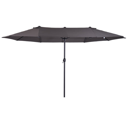 4.6m Garden Parasol Double-Sided Sun Umbrella Patio Market Shelter Canopy Shade Outdoor Grey