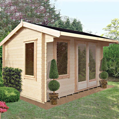 Shire Shire Marlborough 7' 10" x 9' 9" Reverse Apex Log Cabin - Premium 34mm Cladding Tongue & Groove