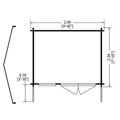 Shire Shire Marlborough 7' 10" x 9' 9" Reverse Apex Log Cabin - Premium 34mm Cladding Tongue & Groove