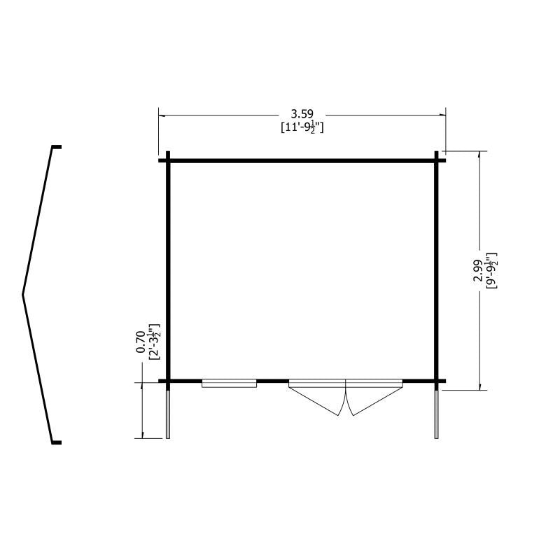 Shire Shire Marlborough 9' 9" x 11' 9" Reverse Apex Log Cabin - Premium 44mm Cladding Tongue & Groove