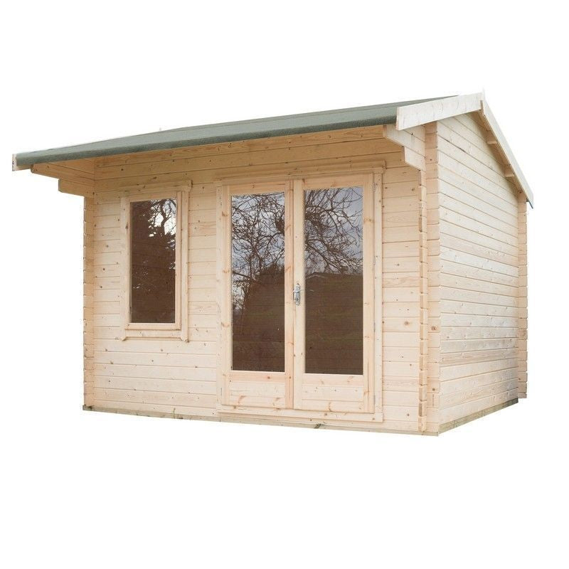 Shire Shire Marlborough 9' 9" x 13' 8" Reverse Apex Log Cabin - Premium 44mm Cladding Tongue & Groove