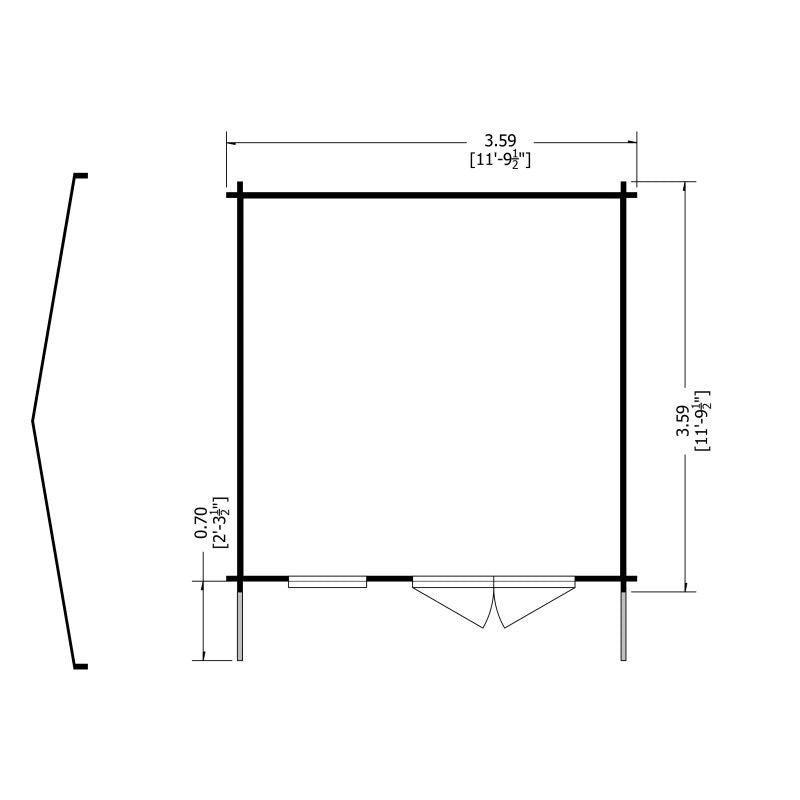 Shire Shire Marlborough 11' 9" x 11' 9" Reverse Apex Log Cabin - Premium 34mm Cladding Tongue & Groove