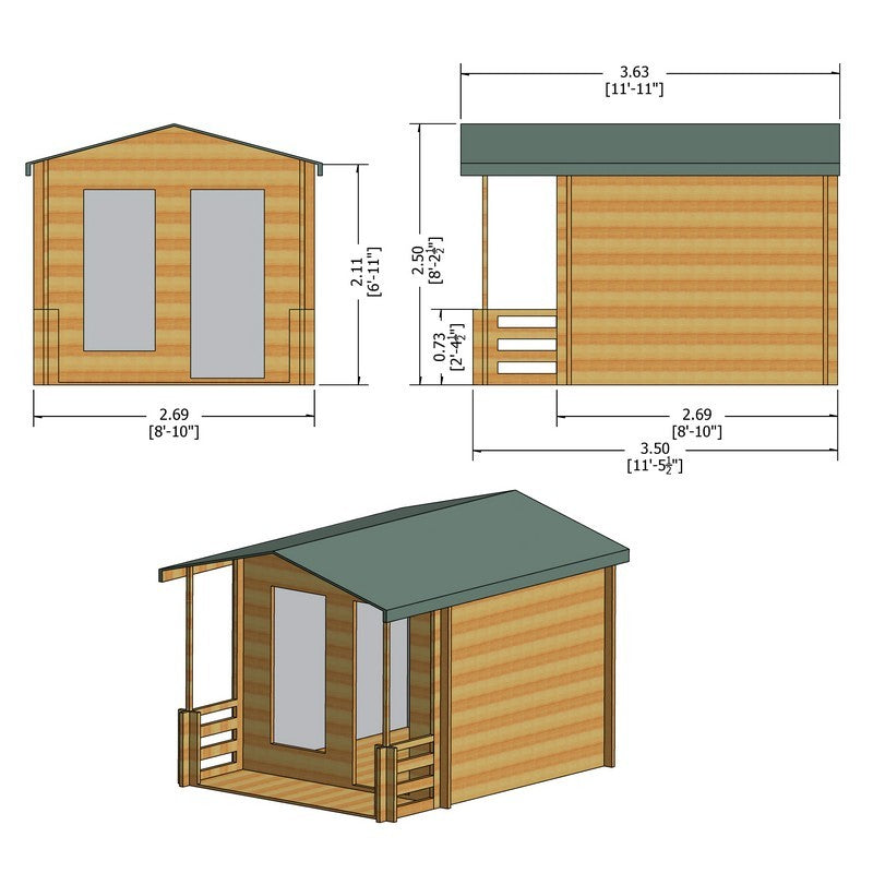 Shire Shire Maulden 9' x 9' Apex Log Cabin - Budget 19mm Cladding Tongue & Groove