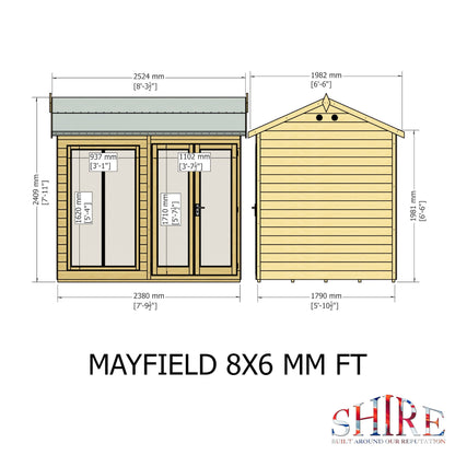 Shire Mayfield 5' 10" x 7' 9" Reverse Apex Summerhouse - Premium Dip Treated Shiplap