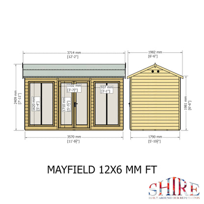 Shire Mayfield 5' 10" x 11' 8" Reverse Apex Summerhouse - Premium Dip Treated Shiplap