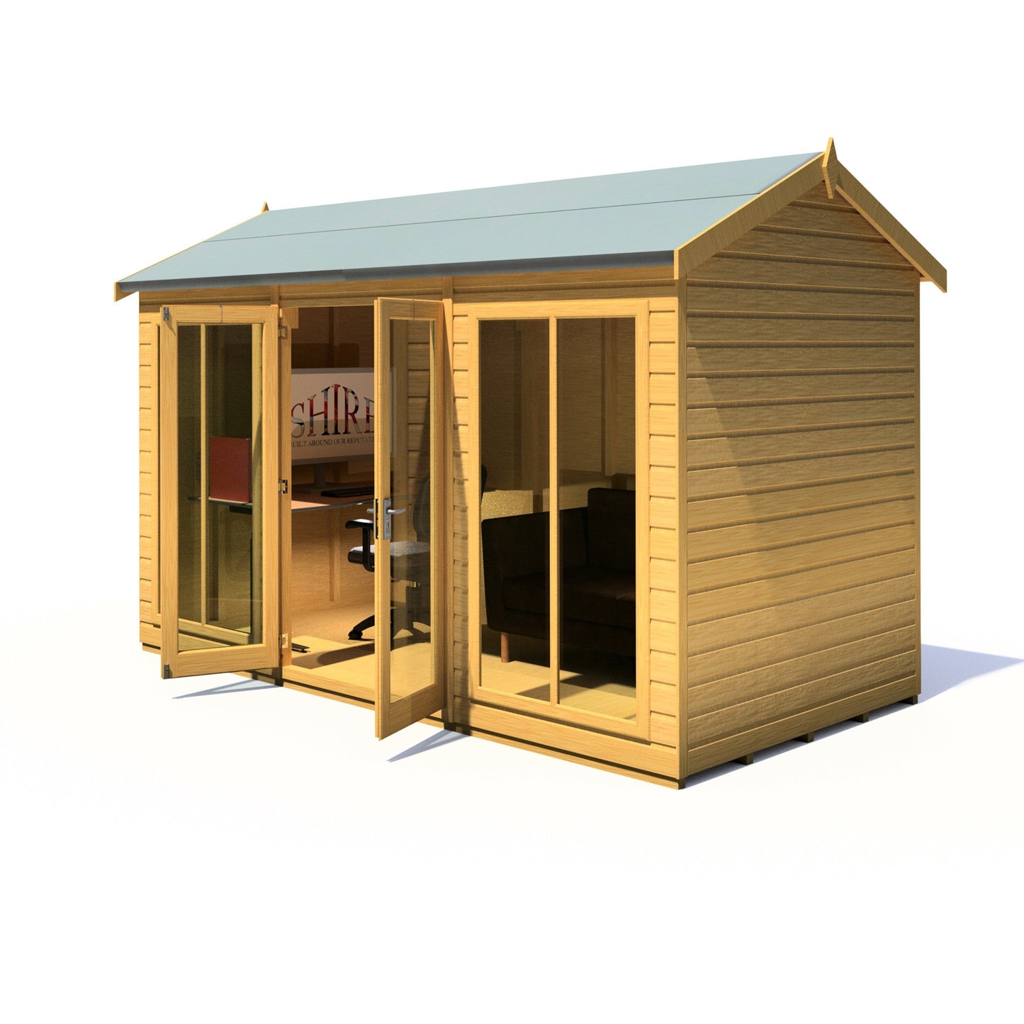 Shire Mayfield 5' 10" x 11' 8" Reverse Apex Summerhouse - Premium Dip Treated Shiplap