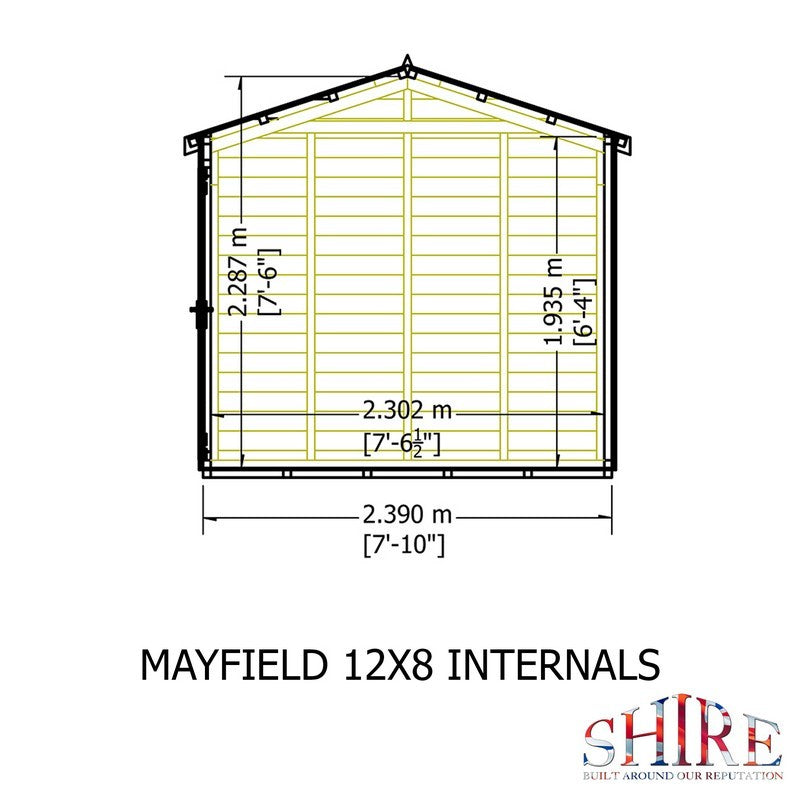 Shire Mayfield 7' 10" x 11' 8" Reverse Apex Summerhouse - Premium Dip Treated Shiplap