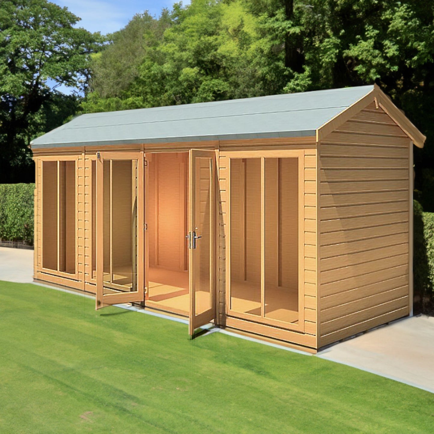 Shire Mayfield 5' 10" x 15' 7" Reverse Apex Summerhouse - Premium Dip Treated Shiplap