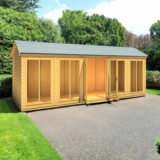 Shire Mayfield 7' 10" x 19' 6" Reverse Apex Summerhouse - Premium Dip Treated Shiplap