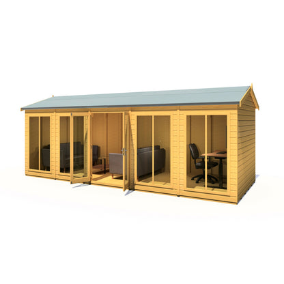 Shire Mayfield 7' 10" x 19' 6" Reverse Apex Summerhouse - Premium Dip Treated Shiplap