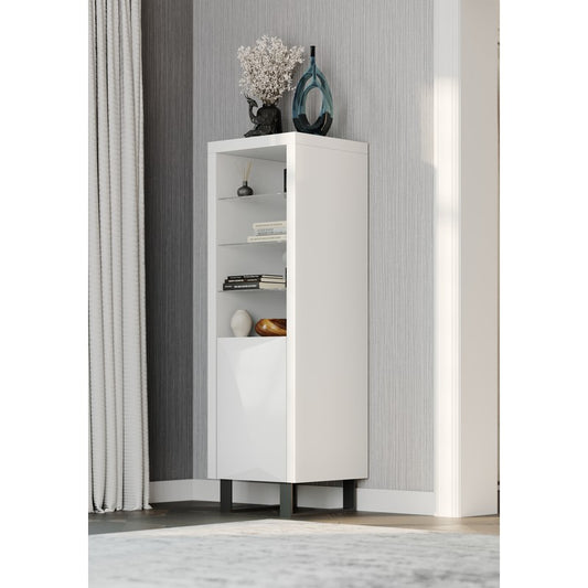 Anglian Furniture Uton Tall Bookcase Grey 1 Door 3 Shelves