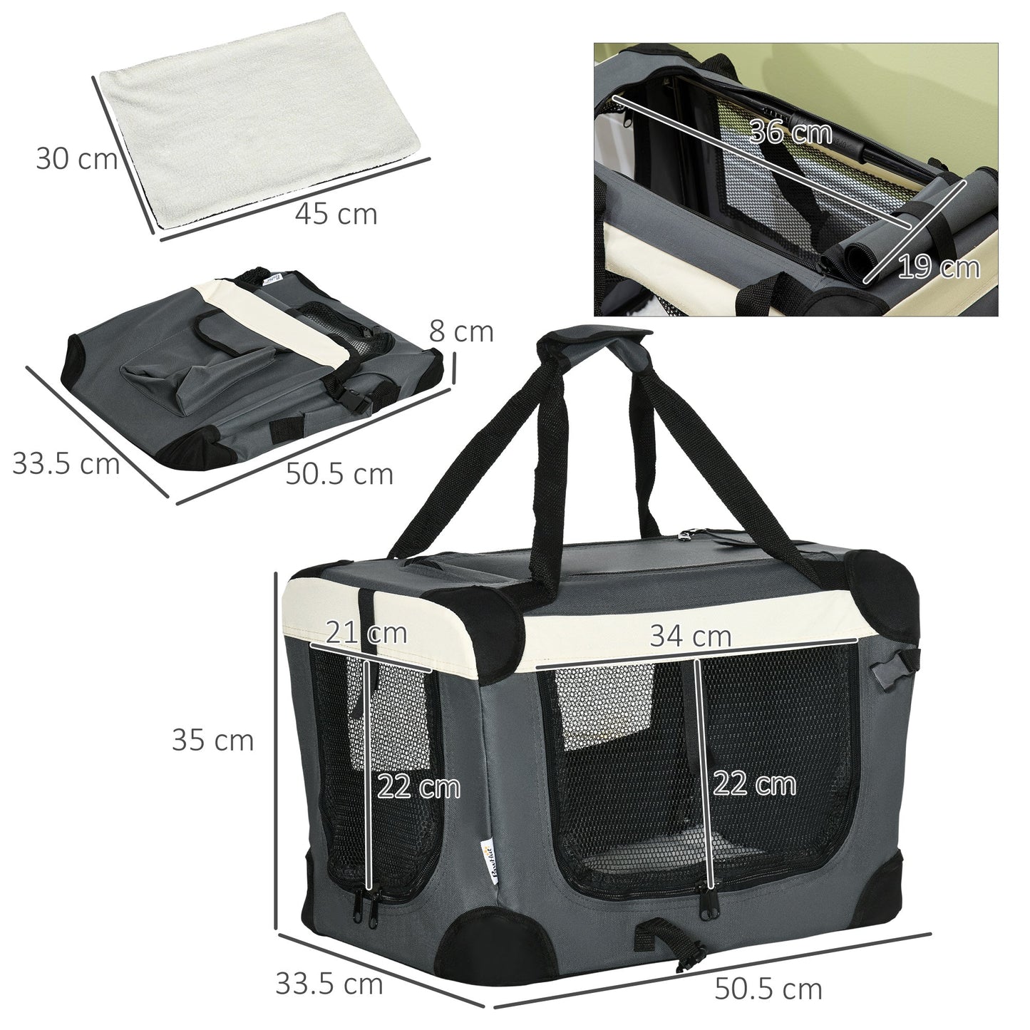 PawHut 51cm Foldable Pet Carrier