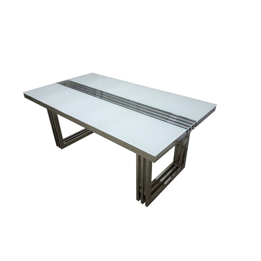 Anglian Furniture Merrion Dining Table Stanless Steel Mirrored 1 Shelf