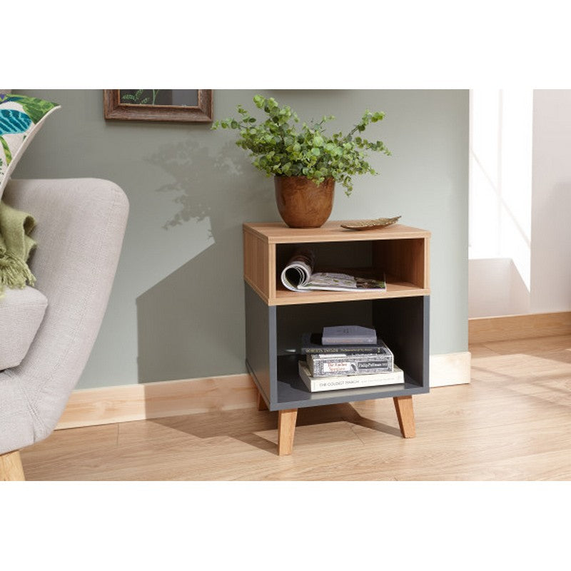 GFW Modena Side Table Grey 2 Shelves