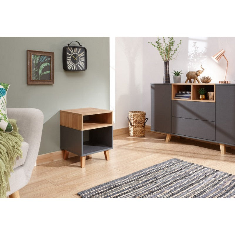 GFW Modena Side Table Grey 2 Shelves