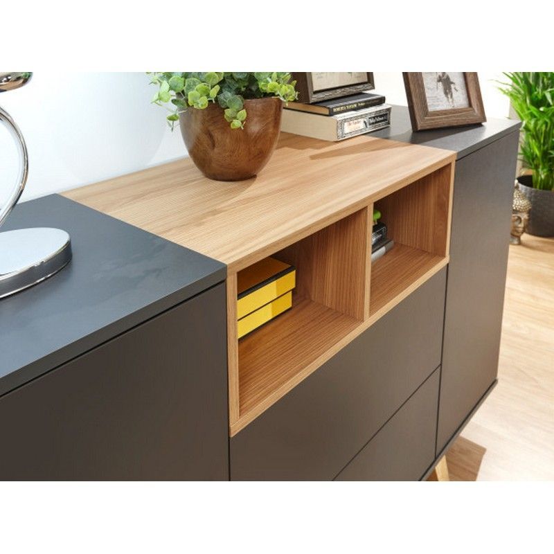 GFW Modena Large Sideboard Grey 2 Doors 2 Shelves 2 Drawers