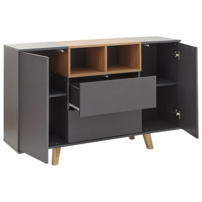 GFW Modena Large Sideboard Grey 2 Doors 2 Shelves 2 Drawers