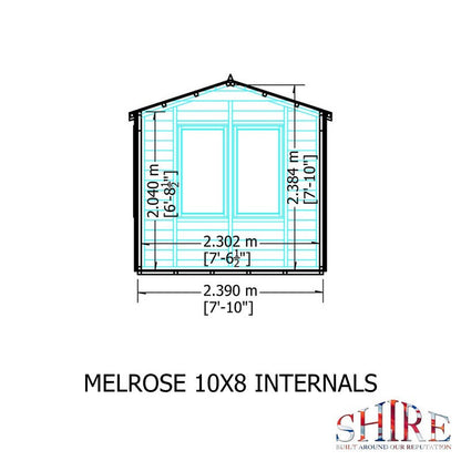 Shire Melrose 7' 10" x 9' 9" Reverse Apex Garden Office - Premium Coated Overlap