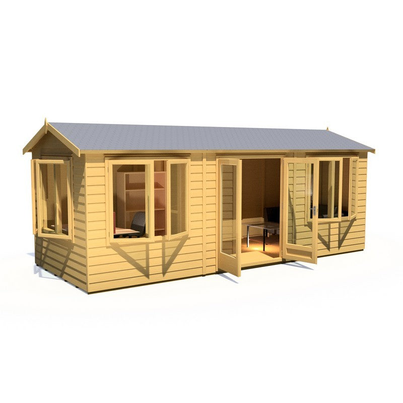 Shire Melrose 7' 10" x 19' 7" Reverse Apex Garden Office - Premium Coated Overlap