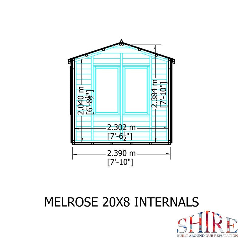 Shire Melrose 7' 10" x 19' 7" Reverse Apex Garden Office - Premium Coated Overlap