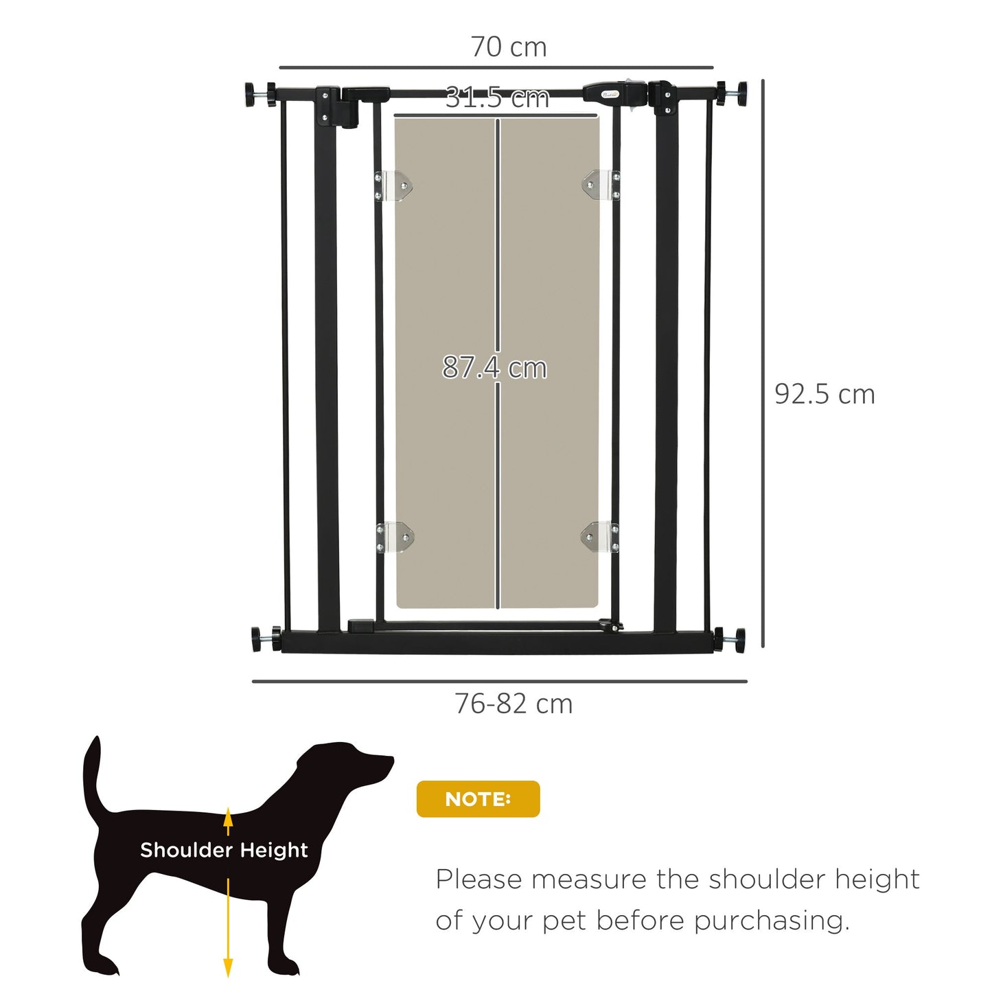 PawHut Pressure Fit Safety Gate for Doorways and Staircases