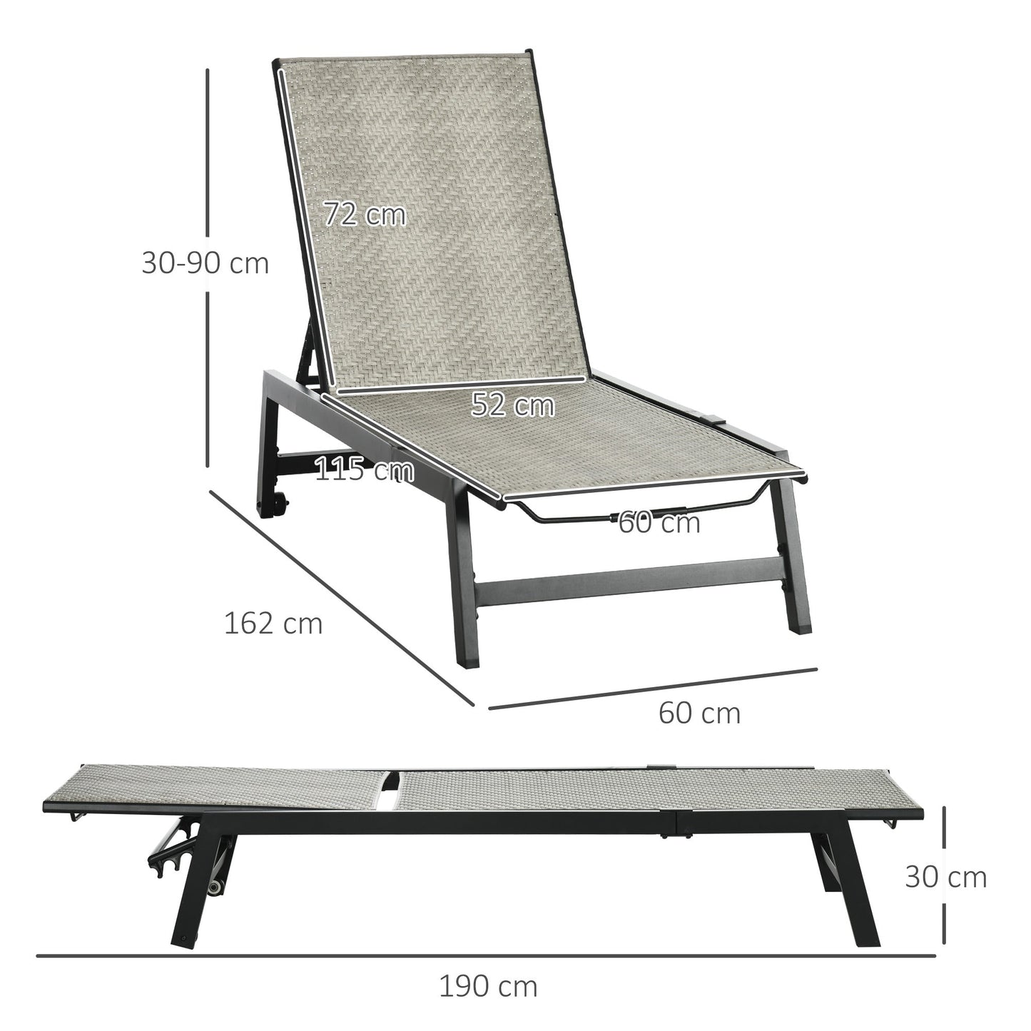 Outdoor PE Rattan Sun Loungers