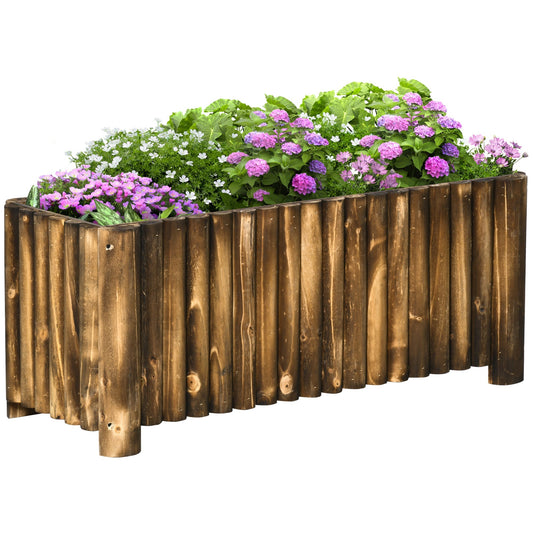 Fir Plant Pot Raised Flower Bed Wooden Rectangualr Planter Container Box Wood 4 Feet 100Lx 40Wx40H cm