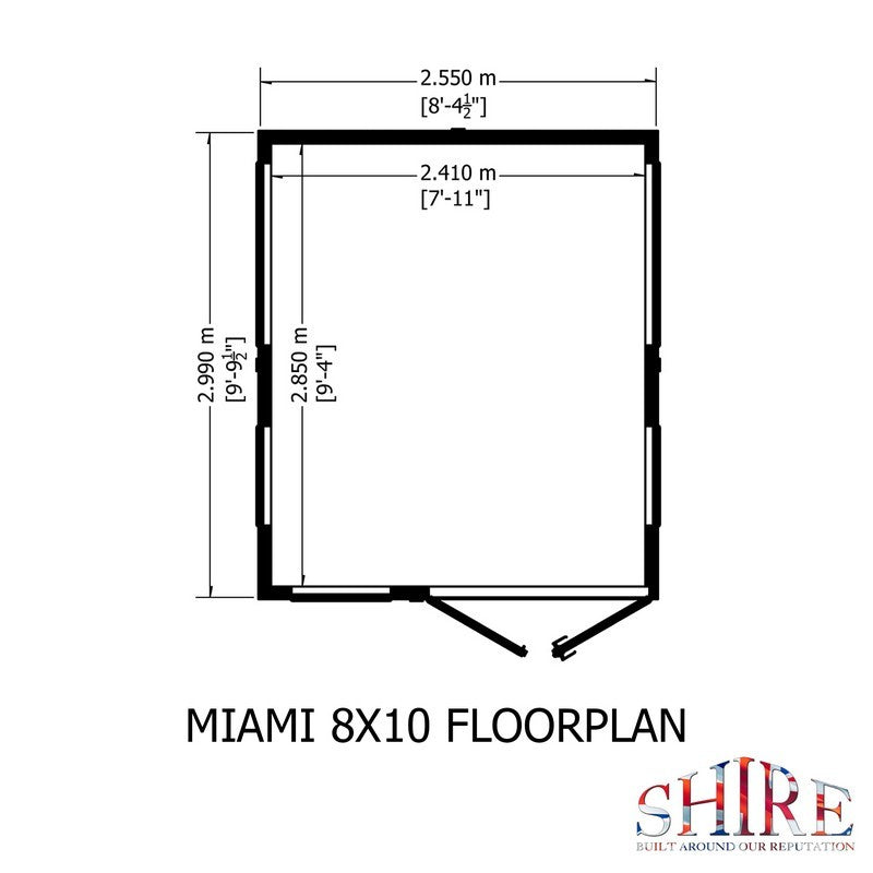 Shire Miami 9' 9" x 8' 4" Pent Summerhouse - Premium Dip Treated Shiplap