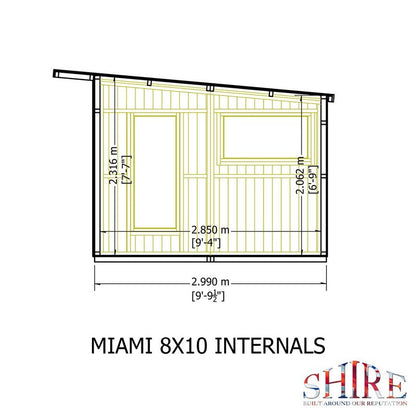 Shire Miami 9' 9" x 8' 4" Pent Summerhouse - Premium Dip Treated Shiplap