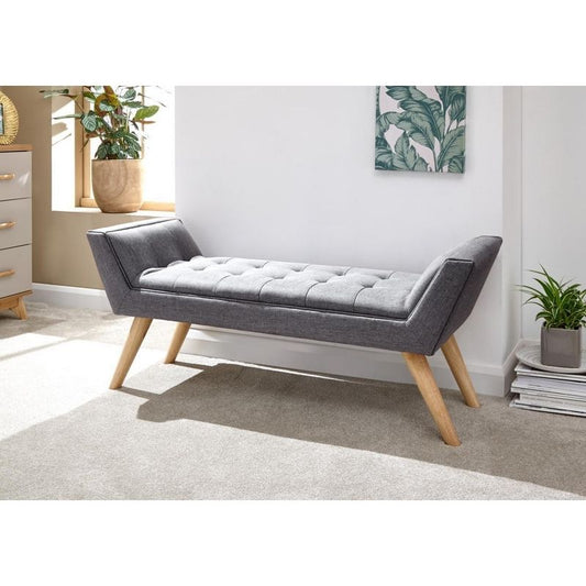 GFW Milan Window Seat Wood & Fabric Grey