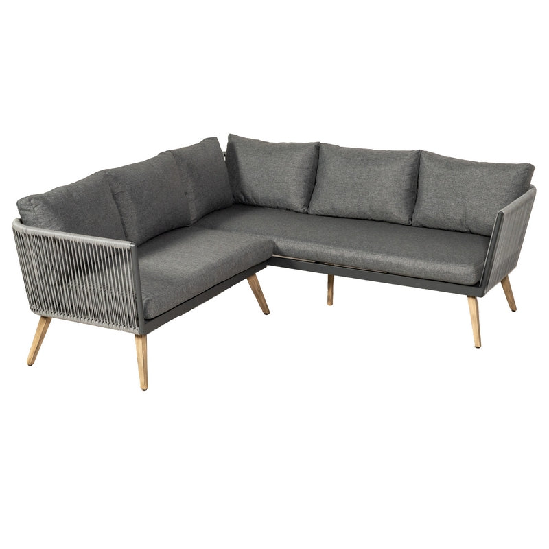 Royalcraft Milan Garden Corner Sofa by Royalcraft - 5 Seats Grey Cushions