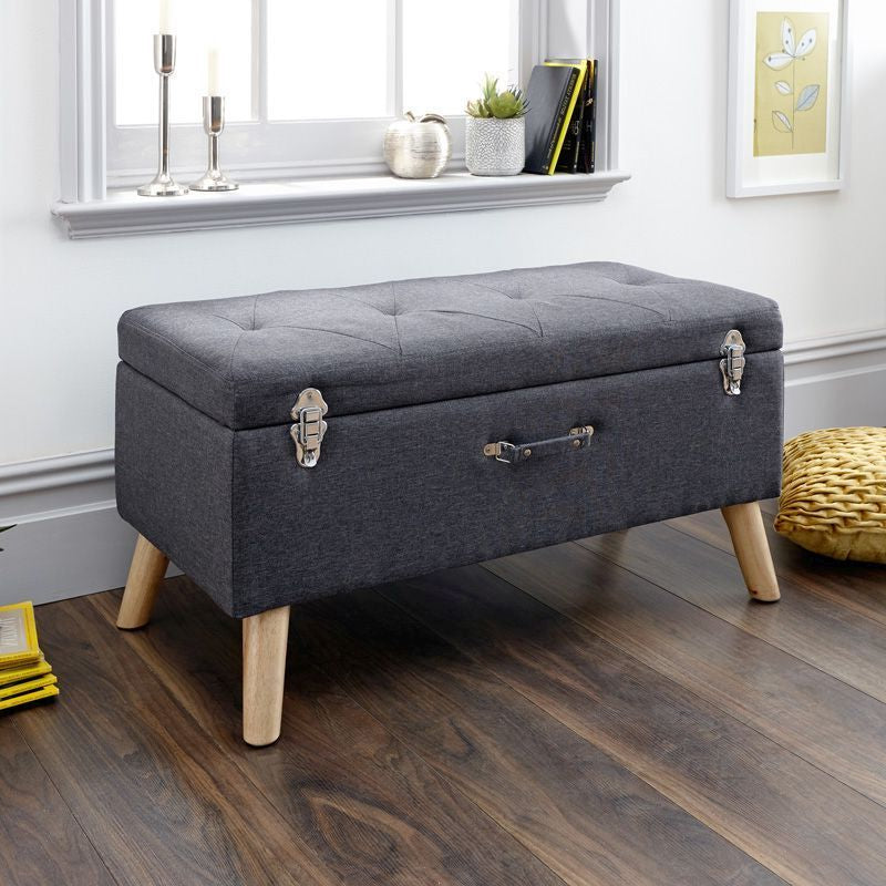 GFW Minstrel Ottoman Fabric Dark Grey 1 Door