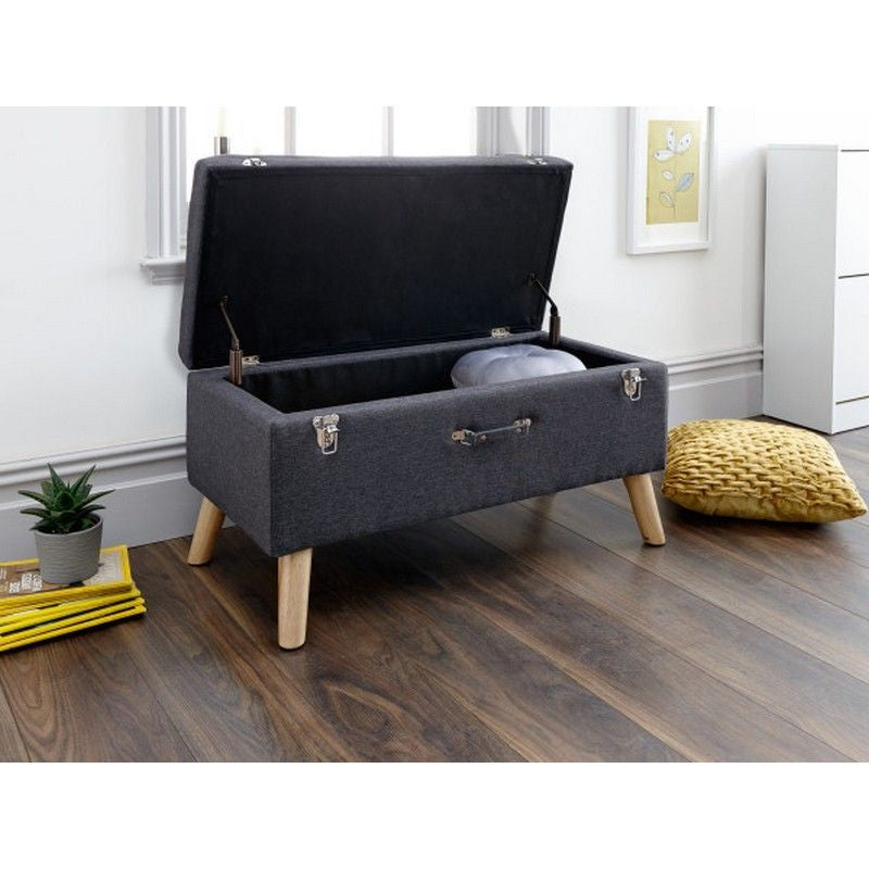 GFW Minstrel Ottoman Fabric Dark Grey 1 Door