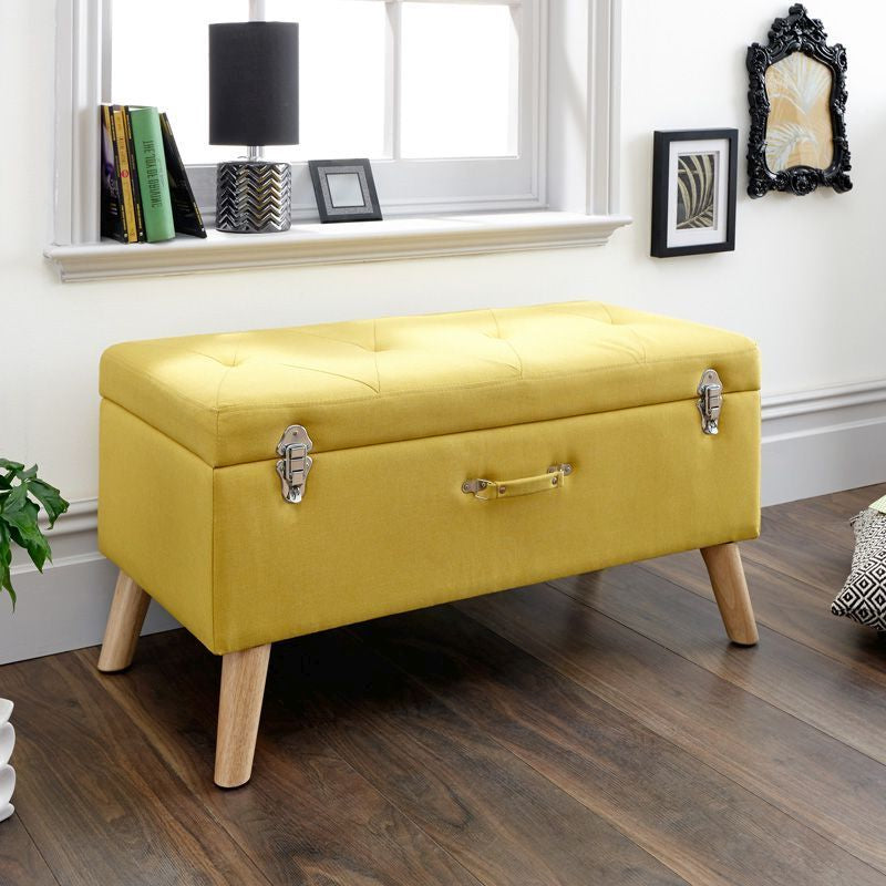 GFW Minstrel Ottoman Fabric Yellow 1 Door