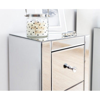 GFW Venetian Slim Bedside Table Mirrored 2 Drawers