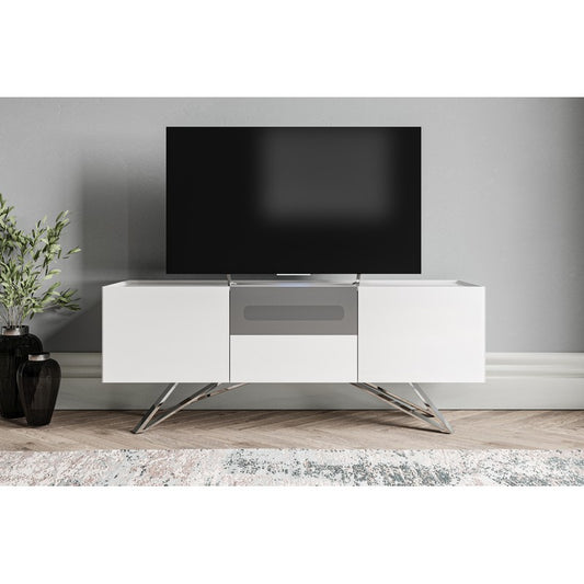 Anglian Furniture Weston TV Unit White 2 Shelves 2 Drawers 2 Doors