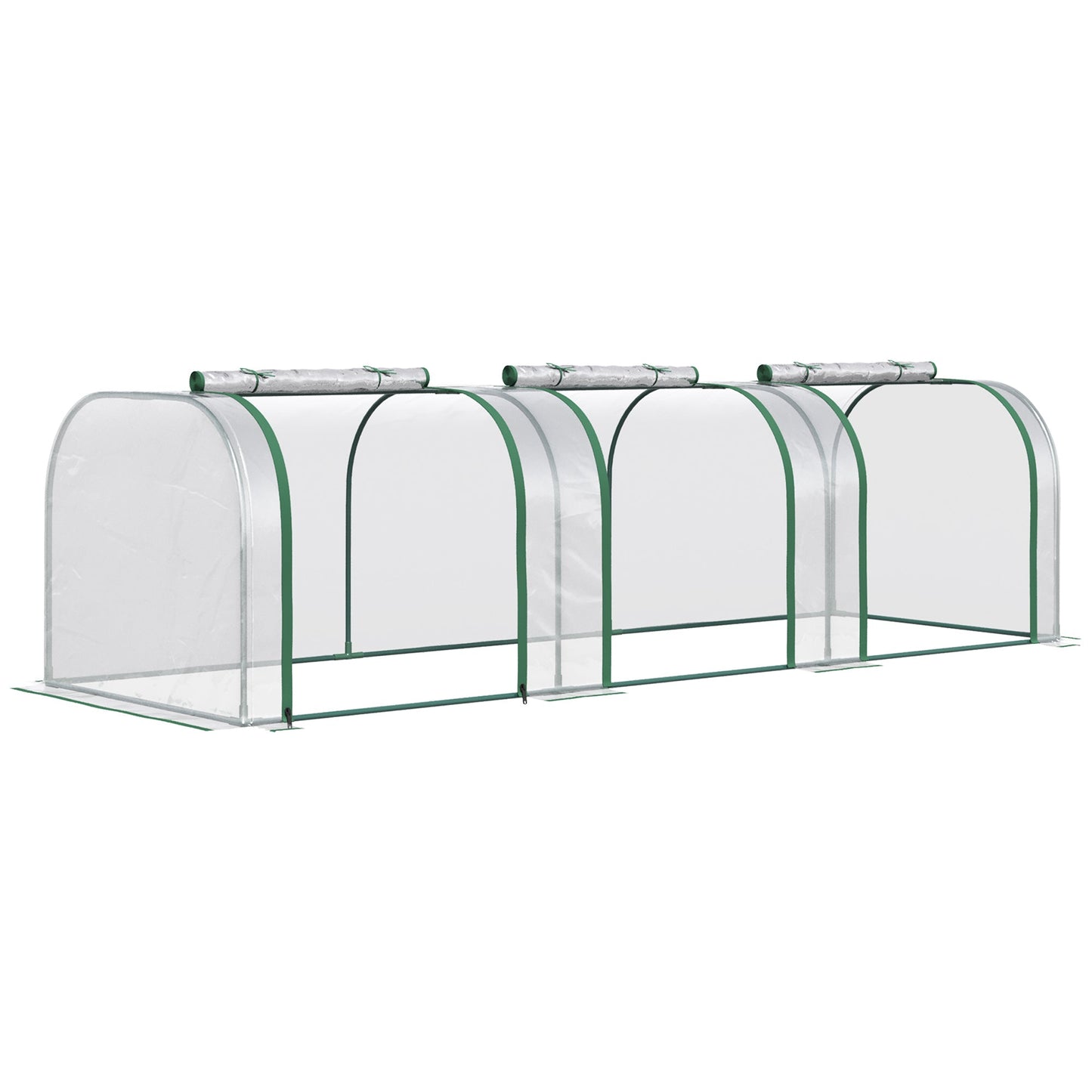 PVC Tunnel Greenhouse Green Grow House Steel Frame for Garden Backyard with Zipper Doors 295x100x80 cm