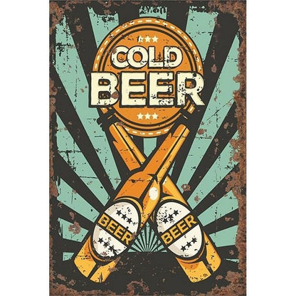 Scarthingwell Vintage Cold Beer Sign Metal Wall Mounted - 40cm