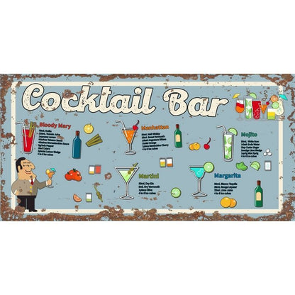 Scarthingwell Vintage Cocktail Bar Sign Metal Wall Mounted - 40cm