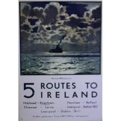 Scarthingwell Vintage 6 Routes To Ireland Ferry Sign Metal Wall Mounted - 40cm