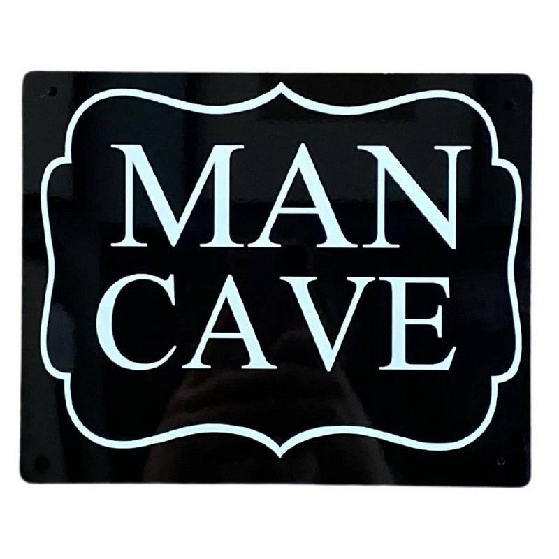 Scarthingwell Man Cave Sign Metal Black Wall Mounted - 25cm