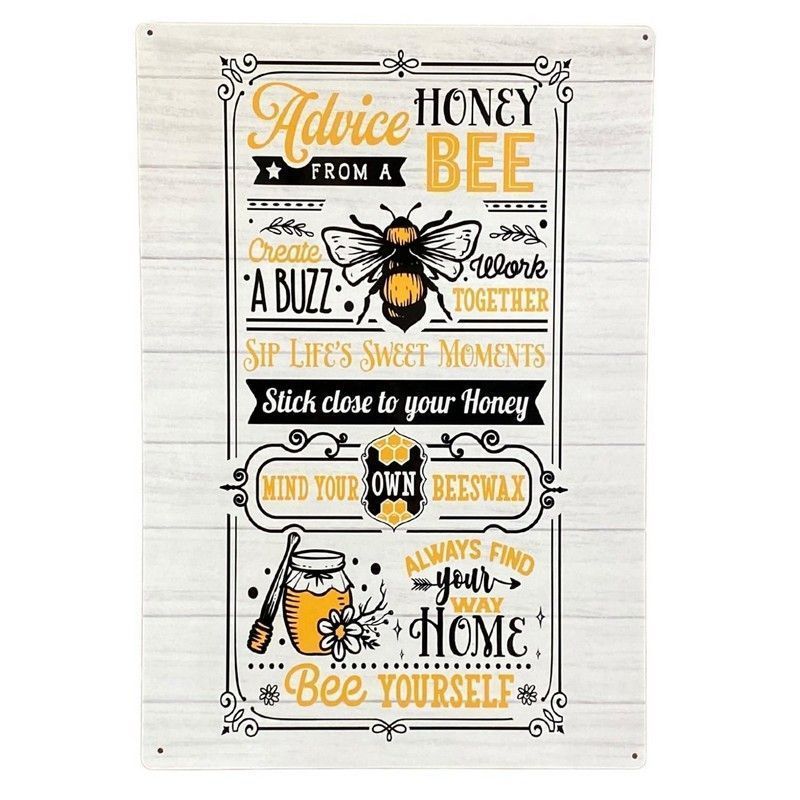 Scarthingwell Advice From A Honey Bee Sign Metal Wall Mounted - 41cm