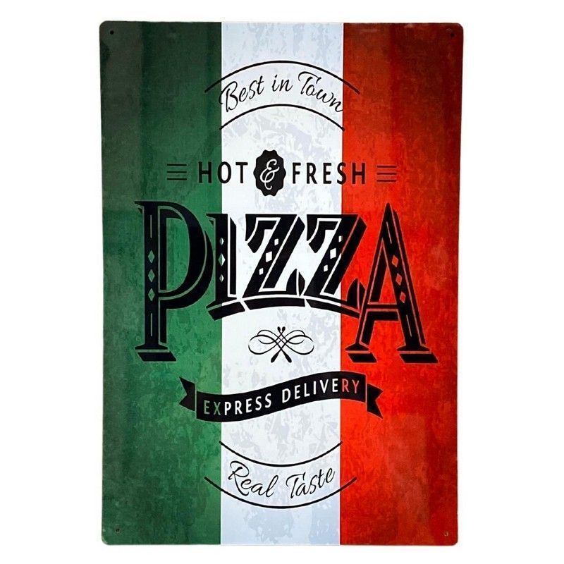 Scarthingwell Pizza Italy Sign Metal Wall Mounted - 41cm