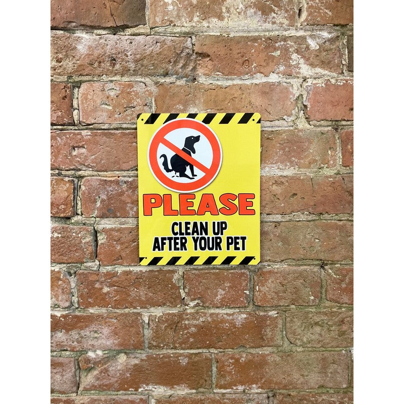 Scarthingwell Clean Up After Your Pet Sign Metal Wall Mounted - 25cm