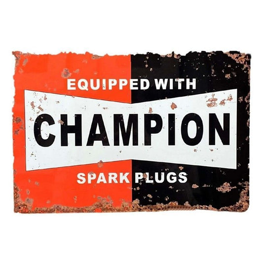 Scarthingwell Vintage Champion Spark Plugs Sign Metal Wall Mounted - 41cm