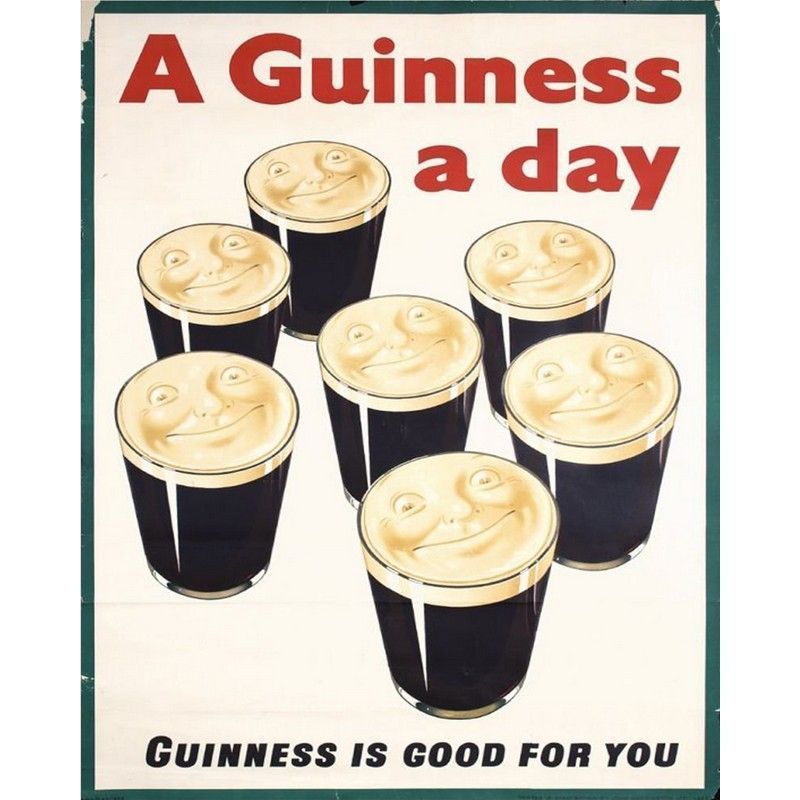 Scarthingwell Vintage A Guinness A Day Sign Metal Wall Mounted - 40cm