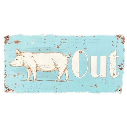 Scarthingwell Pig Out Sign Metal Wall Mounted - 30cm