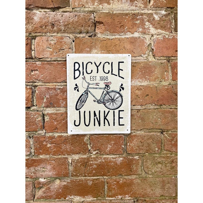 Scarthingwell Bicycle Junkie Sign Metal Wall Mounted - 25cm